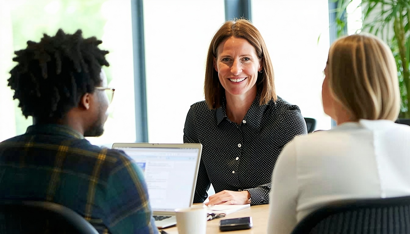 Mentor supporting client during a coaching session